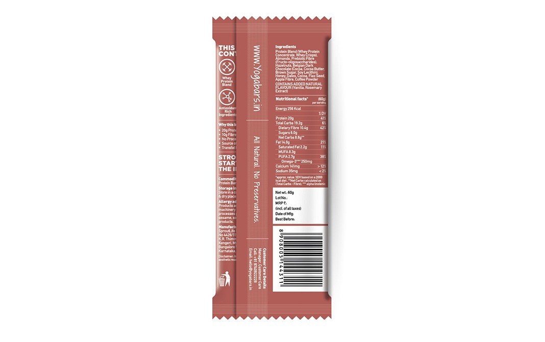 Yoga Bar 20G Protein Bar, Hazelnut Toffee   Pack  60 grams